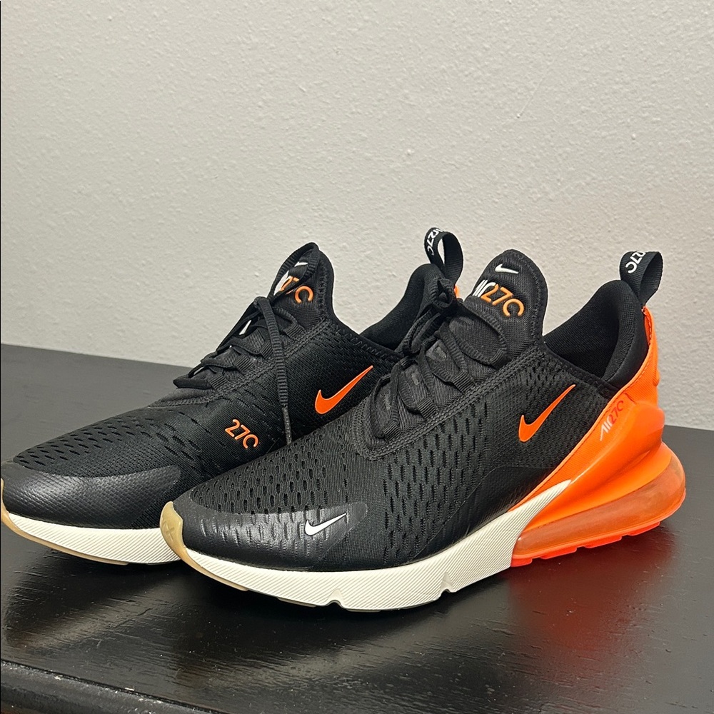 Nike Air Max 270 Black and Orange Athletic Shoes - Picture 3 of 15